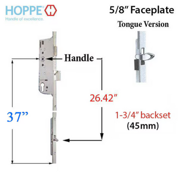 Hoppe Multipoint 1.77" Backset Manual Gear with Tongue Bottom Extension